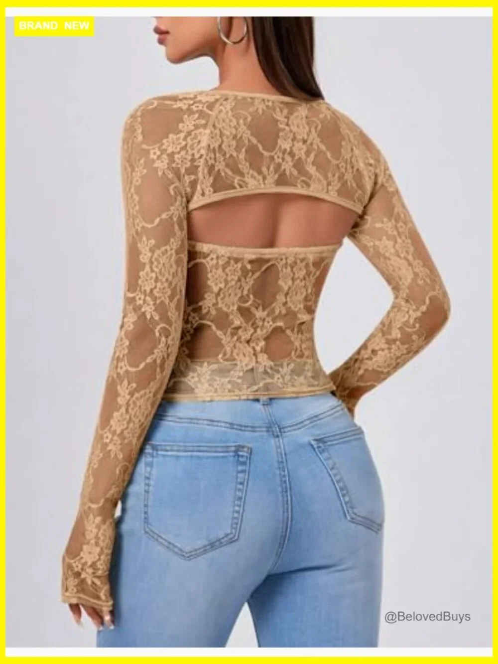 2 Piece Square Neck Crop Tops Set Long Sleeve Mesh Sheer Layering Tanks